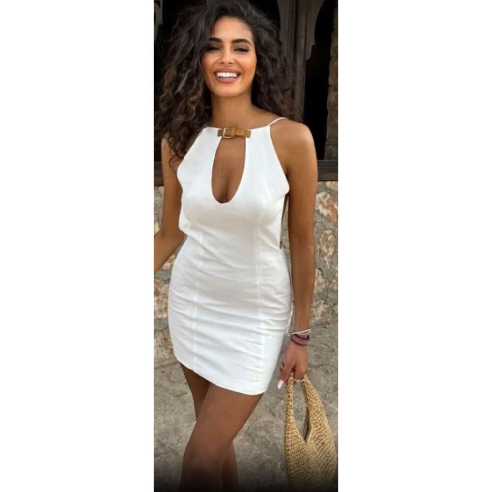 NWT ZARA SHORT HALTER DRESS White Ref 8342/310